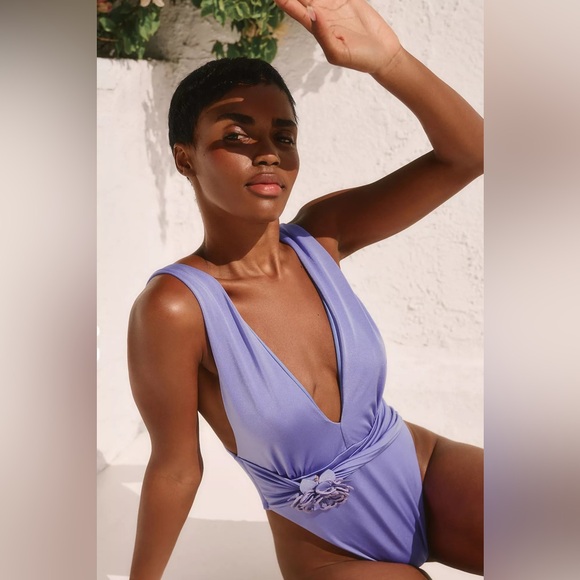 NWT Agua Bendita Ina One Piece Swimsuit Purple Sz L - Picture 2 of 11